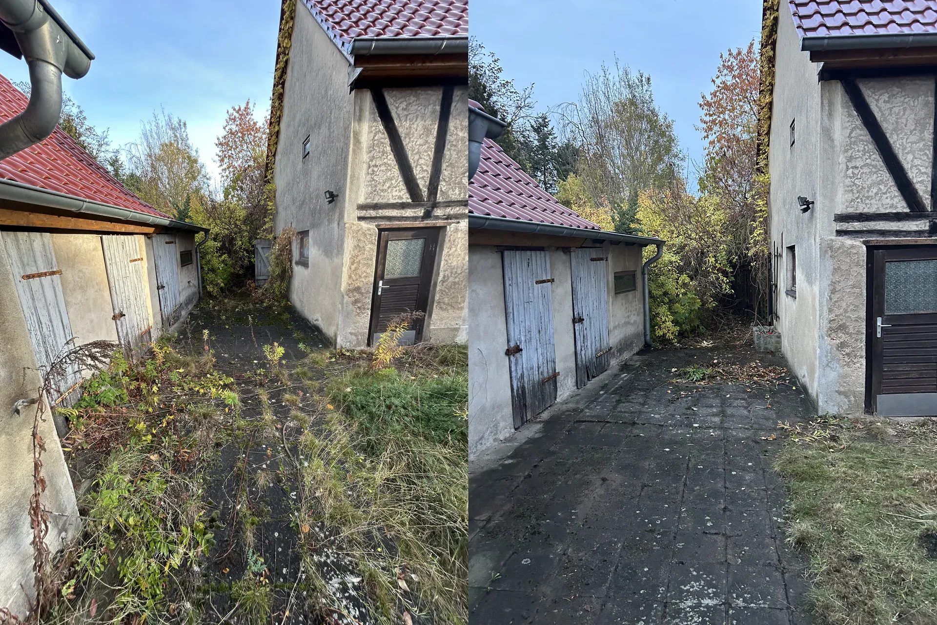 Projekt 'Grünpflege Coswig' vorher-nachher